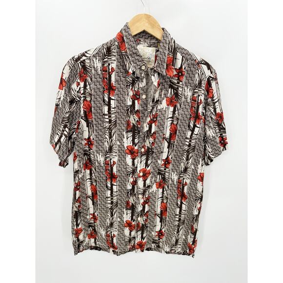 Tasso Elba Island Cream Floral Print Silk Blend Button Up Shirt Men's Size Small - Picture 1 of 7